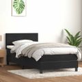 vidaXL Posteľný rám boxspring s matracom a LED čierny 90x220 cm zamat