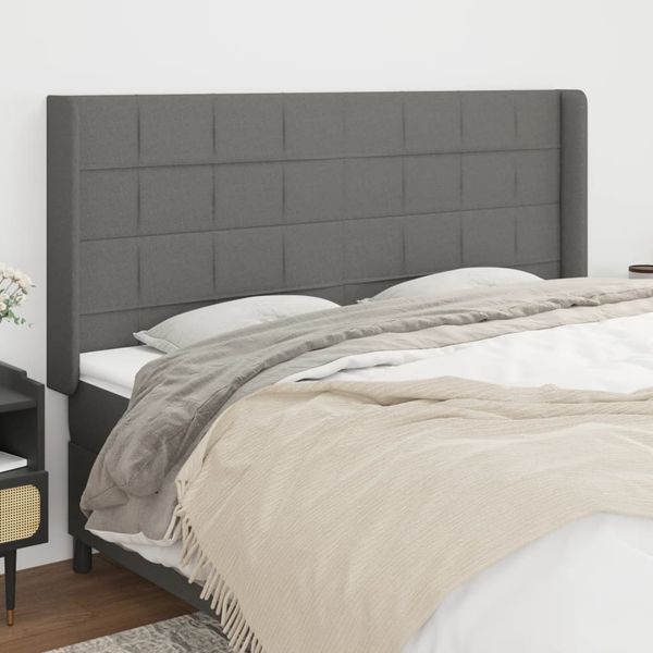 vidaXL Čelo postele so záhybmi tmavosivé 163x16x118/128 cm látka