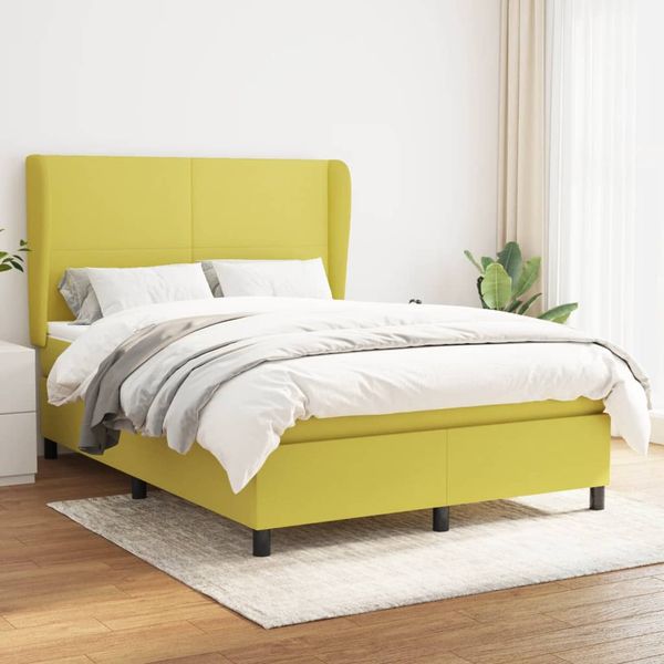 vidaXL Boxspring posteľ s matracom zelená 140x200 cm látka