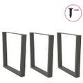 vidaXL Nohy k jedálenskému stolu v tvare V, 3 ks, antracitové, 90 x (72-73,3) cm, oceľ