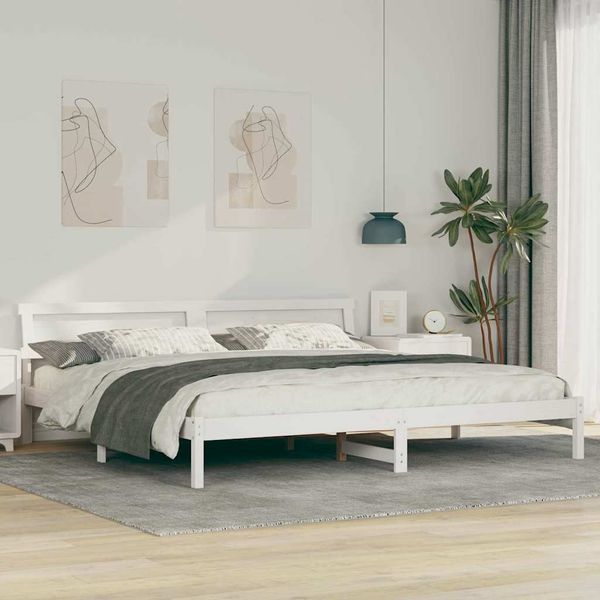 vidaXL Rám postele Biela 180 x 200 cm Masívne borovicové drevo