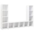 vidaXL TV skrinky 3 ks biele 142,5x35x36,5 cm drevotrieska