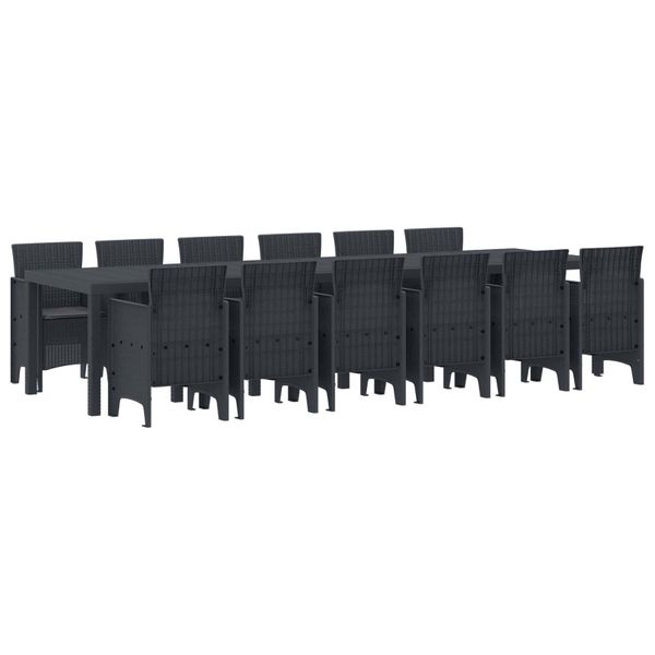 vidaXL Záhradný jedálenský set 13 pcs Antracit Polt ratan