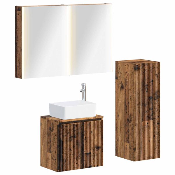 vidaXL Sada kúpeľňového nábytku 4 pcs Staré drevo