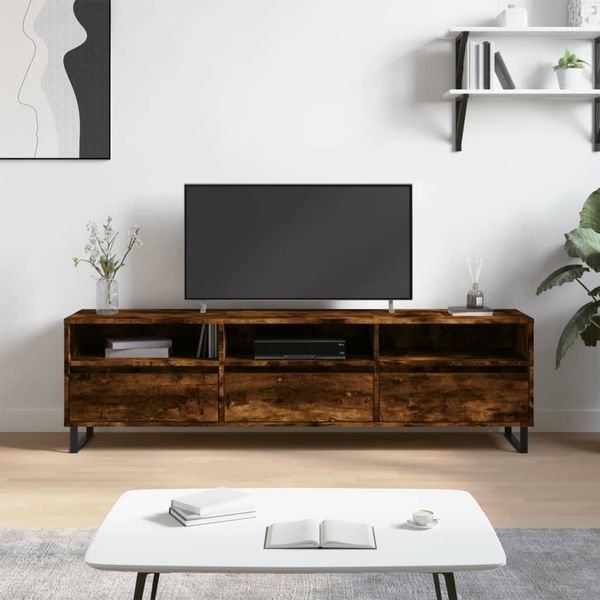 vidaXL TV skrinka dymový dub 150x30x44,5 cm kompozitné drevo