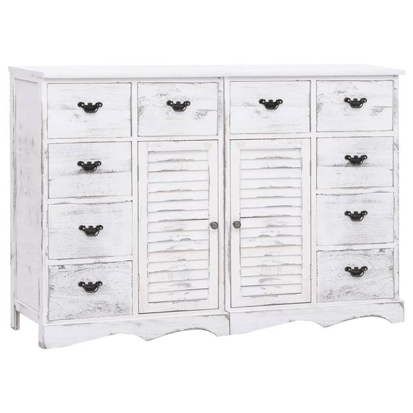 vidaXL Komoda s 10 zásuvkami, biela 113x30x79 cm, drevo