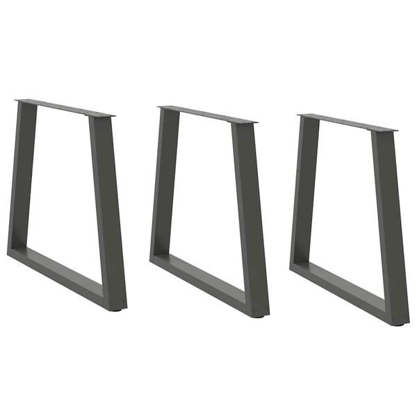 vidaXL Nohy k jedálenskému stolu v tvare V, 3 ks, antracitové, 70 x (72 – 73,3) cm, oceľ