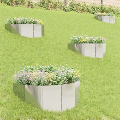 vidaXL Obrubník trávnika 4 ks 100 x 45 cm Oceľ Strieborná