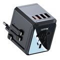 YESIDO MC24UNIOVERSAL ADAPTER UK/EU/US/AUX MAX 8A (3xUSB + USB-C) ČIERNA