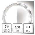 LED vianočný nano reťazec strieborný, 10 m, vonkajší aj vnútorný, studená biela, časovač