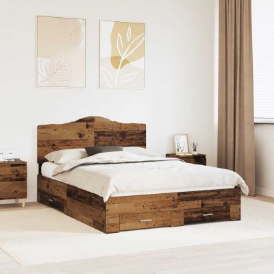 vidaXL Rám postele Staré drevo 140 x 190 cm Kompozitné drevo