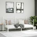 vidaXL Váľanda s kolieskom bez matraca Biela 107x203 cm Oceľ