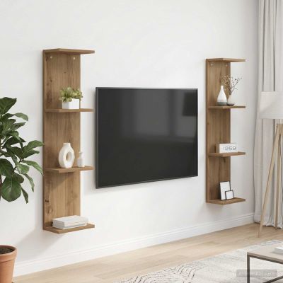 vidaXL Stenná polica 2 ks Dub artisan 25 x 15 x 100 cm