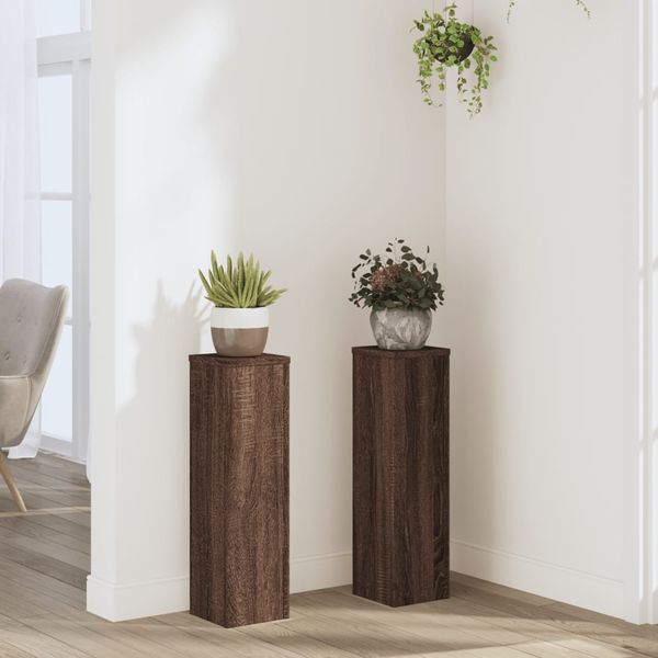 vidaXL Stojany na rastliny 2 ks hnedý dub 17x17x60 cm kompozitné drevo