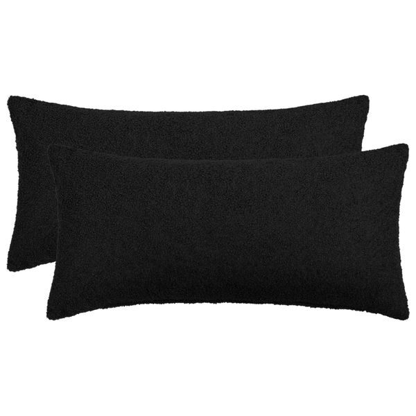 vidaXL Poťah na podložku 2 pcs HEERLEN Čierna 40 x 70 cm Bouclé