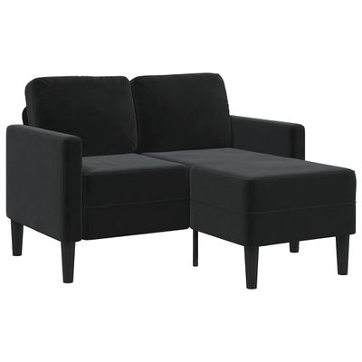 vidaXL 2-miestna pohovka s ležadlom v tvare L, čierna 125 cm, zamat