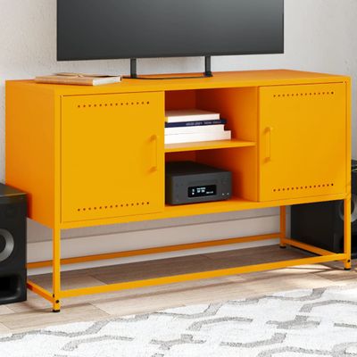 vidaXL TV skrinka horčicovožltá 100,5x39x60,5 cm oceľ