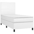 vidaXL Boxspring posteľ s matracom a LED biela 90x200 cm umelá koža