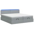 vidaXL Ottoman posteľ s matracom a LED Svetlosivá 200 x 200 cm Látka