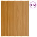 vidaXL Strešný panel 12 ks Prírodná 60 x 45 cm Pozinkovaná oceľ
