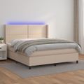 vidaXL Boxspring posteľ matrac a LED kapučínová 160x200 cm umelá koža