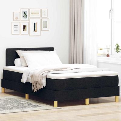 vidaXL Posteľ s pružinovým rámom s vankúšom Čierna 120 x 190 cm látka