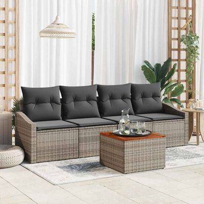 vidaXL Súprava záhradných pohoviek s vankúšom 5 pcs Sivá polyratan