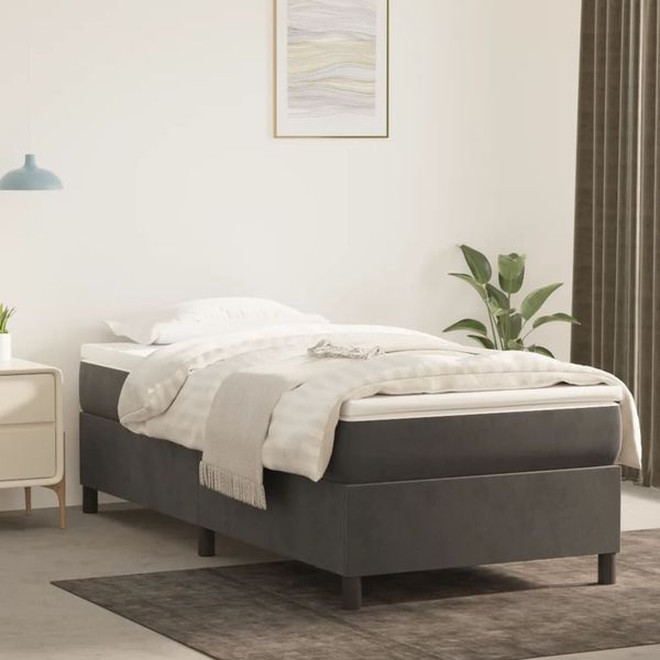 vidaXL Posteľný rám s boxspringom tmavosivá 80x200 cm zamat