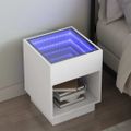 vidaXL Nočný stolík s nekonečnými LED biely 40x40x50 cm