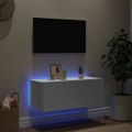 vidaXL TV nástenná skrinka s LED svetlami biela 80x35x31 cm
