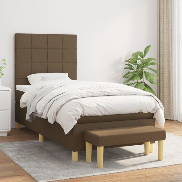 vidaXL Boxspring posteľ s matracom tmavohnedá 90x190 cm látka