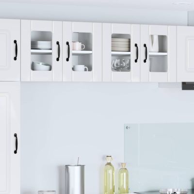 vidaXL Nástenný sklenený kabinet LUCCA 2 pcs Biela s vysokým leskom