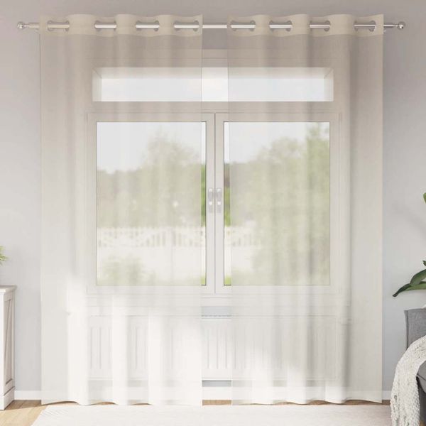 vidaXL voálové závesy s priechodkami 2 ks krémové 140x245 cm