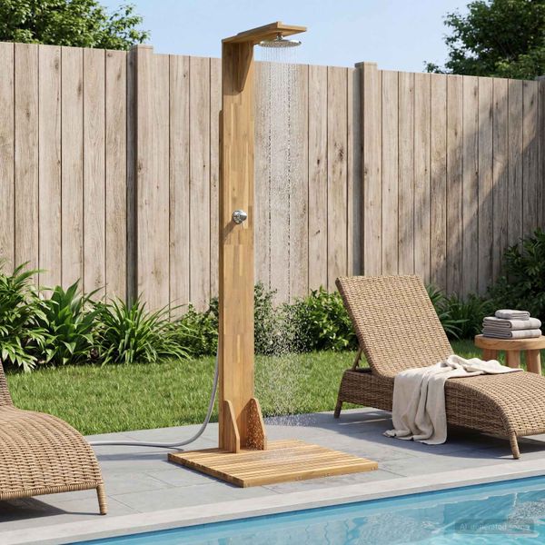 vidaXL Externá sprcha 219 cm Masívne akáciové drevo a nerezová oceľ