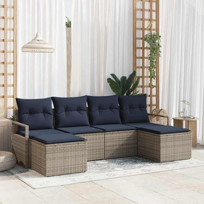 vidaXL Sada pohoviek 6 pcs Sivá polyratan