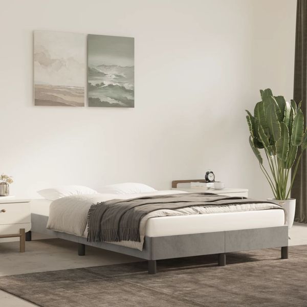 vidaXL Posteľ bez matracom svetlosivá 120x190 cm zamat