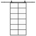 vidaXL Posuvné dvere s kovaním čierne 102x205 cm ESG sklo