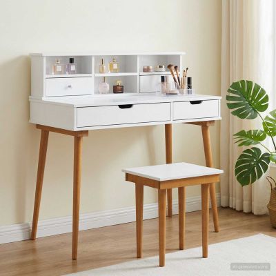 vidaXL Sada toaletného stolíka FAUSKE 3 ks Biela 100 x 50 x 103,5 cm