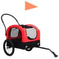 vidaXL Vozík pre domáce zvieratá na bicykel/beh 2-v-1, červeno čierny