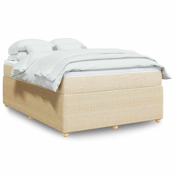 vidaXL Boxspring posteľ s matracom krémový 140x190 cm látka