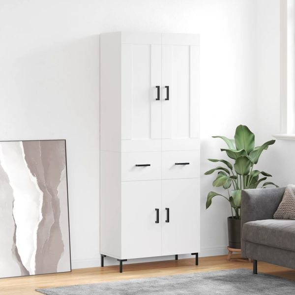 vidaXL Vysoká skrinka biela 69,5x34x180 cm spracované drevo