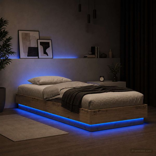vidaXL Posteľový rám s LED Dub artisan 80 x 200 cm Kompozitné drevo