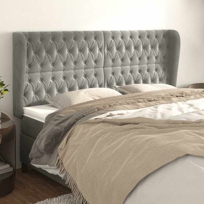 vidaXL Čelo postele so záhybmi bledosivé 183x23x118/128 cm zamat