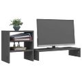 vidaXL Stojan na monitor sivý 81x20x30 cm masívna borovica