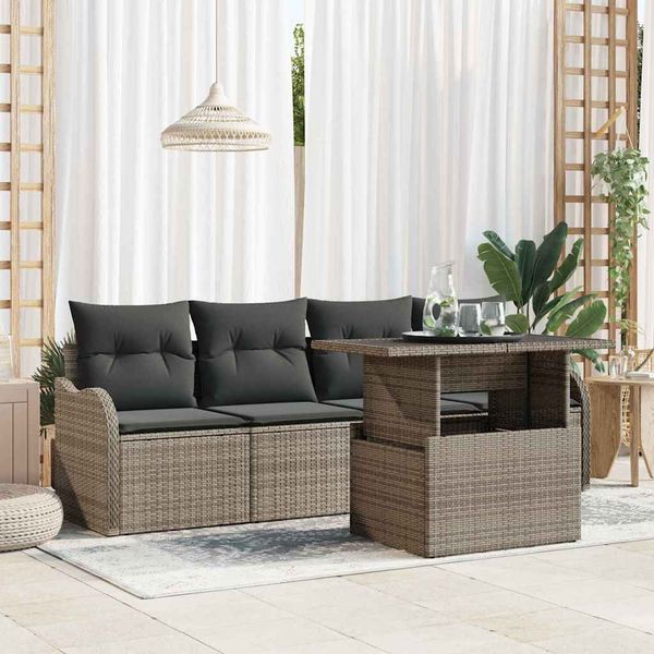 vidaXL Súprava záhradných pohoviek s vankúšom 5 pcs Sivá Poly ratan