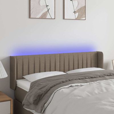 vidaXL Čelo postele s LED sivohnedé 147x16x78/88 cm látka