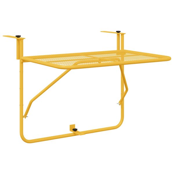 vidaXL Závesný balkónový stôl Horčicová 60 x 39 x 65 cm Oceľ