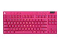 Klávesnica - podsvietená - bezdrôtová - 2,4 GHz, Bluetooth - QWERTY - US medzinárodné - klávesový spínač: Tactile - ružová