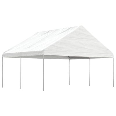 vidaXL Altánok so strechou, biely 4,46x5,88x3,75 m, polyetylén