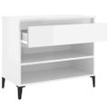 vidaXL Botník lesklý biely 70x36x60 cm spracované drevo